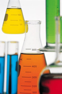 A photo of chemistry beakers