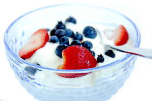 Photo of a bowl of yogurt with fruit