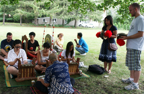 Instructor and gamelan master Ngurah Kertayuda, right, will be back with NIU’s Balinese gamelan at this year’s area studies open house.Instructor and gamelan master Ngurah Kertayuda, right, will be back with NIU’s Balinese gamelan at this year’s area studies open house.