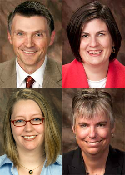 Top: Steve Estes and Dana Gautcher. Bottom: Kathryn Maley and Jeanne Meyer