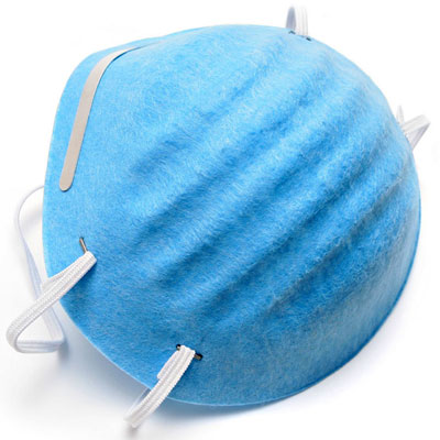 Photo of a blue germ mask