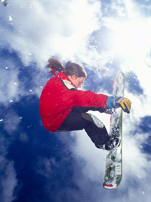 Photo of a snowboarder