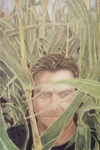 Pictured is one of the works in the Kishwaukee College Art Gallery's Student Art Show by student artist Ron Lofton, Self Portrait, acrylic and oil paint.
