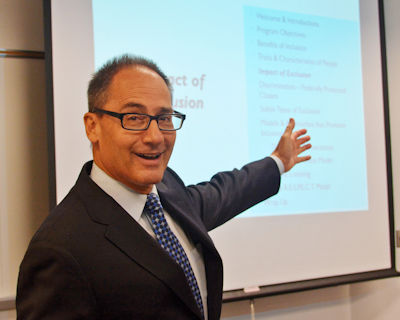 The Kishwaukee College Business Development Department is offering its successful Leadership Development Program, titled True Leadership, again this the fall. This seven-class series is an excellent professional development opportunity for both seasoned managers and anyone new to a supervisory role. Pictured is Kirk Hamsher, one of the four Leadership Series facilitators, initiating discussion on Leading a Diverse Workforce during the Spring series on campus.