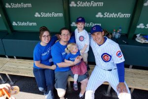 Hinsch family with Rizzo in Cubs dugout