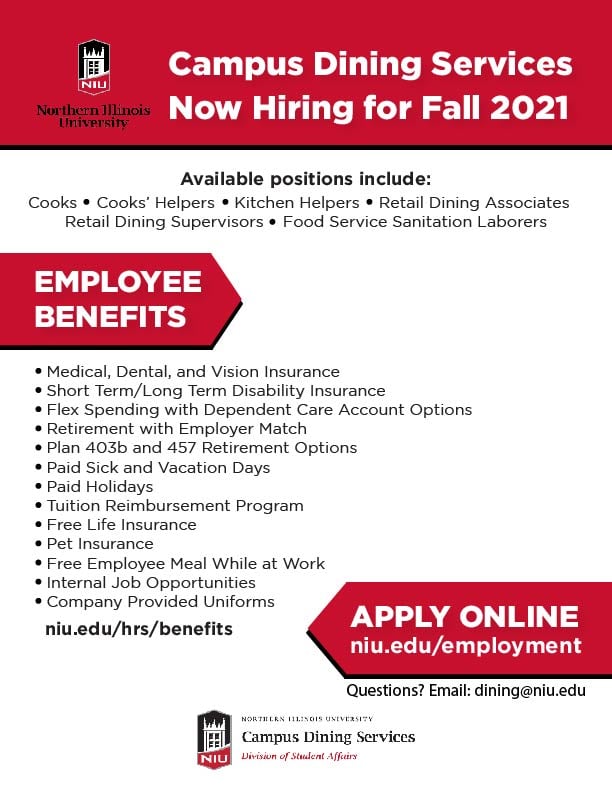 Campus Dining Services Now Hiring For Fall 2021